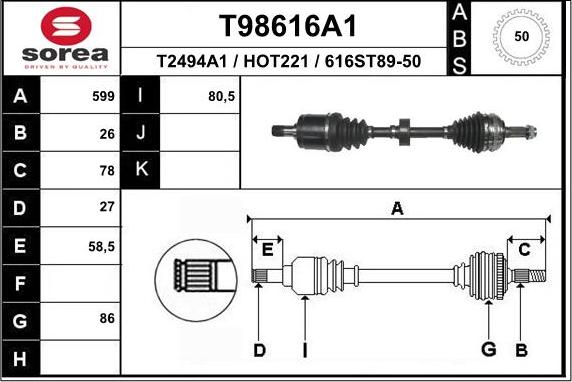 EAI T98616A1 - Piedziņas vārpsta ps1.lv