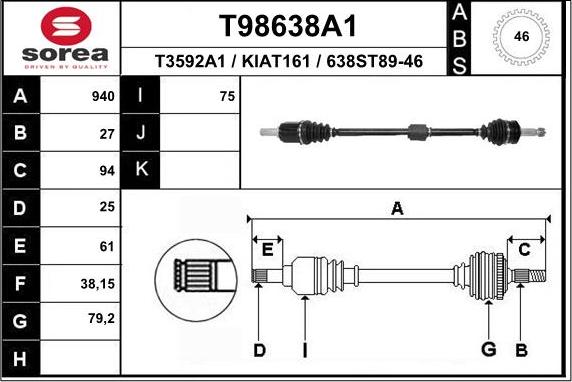 EAI T98638A1 - Piedziņas vārpsta ps1.lv