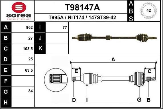 EAI T98147A - Piedziņas vārpsta ps1.lv