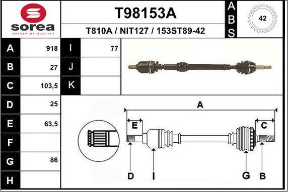 EAI T98153A - Piedziņas vārpsta ps1.lv