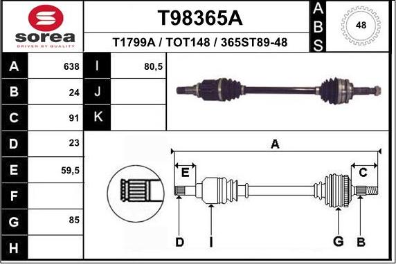 EAI T98365A - Piedziņas vārpsta ps1.lv