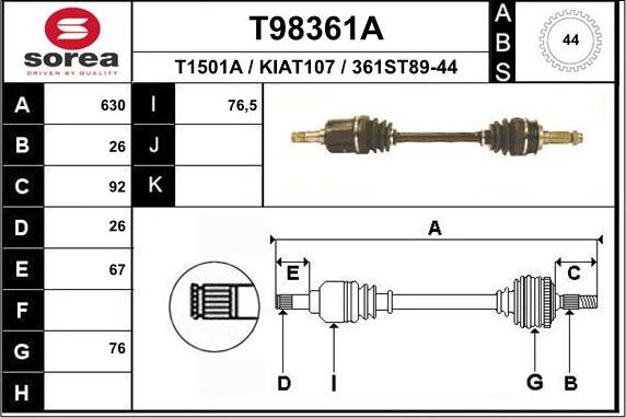 EAI T98361A - Piedziņas vārpsta ps1.lv