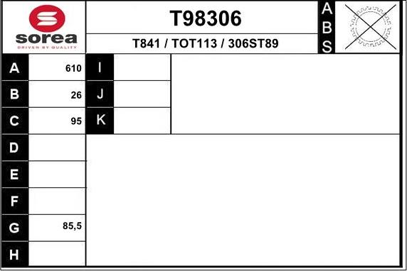 EAI T98306 - Piedziņas vārpsta ps1.lv