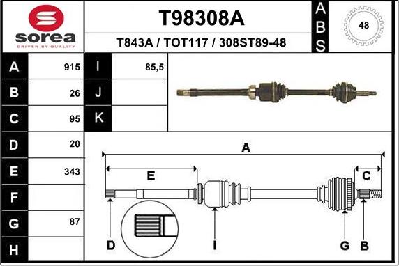 EAI T98308A - Piedziņas vārpsta ps1.lv