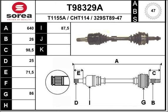 EAI T98329A - Piedziņas vārpsta ps1.lv