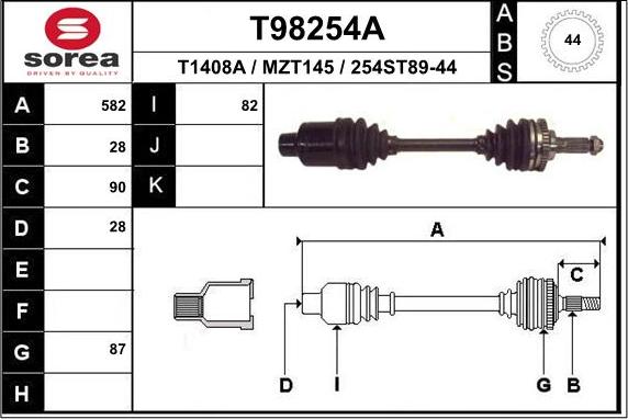 EAI T98254A - Piedziņas vārpsta ps1.lv