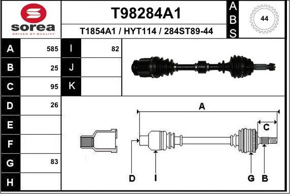 EAI T98284A1 - Piedziņas vārpsta ps1.lv