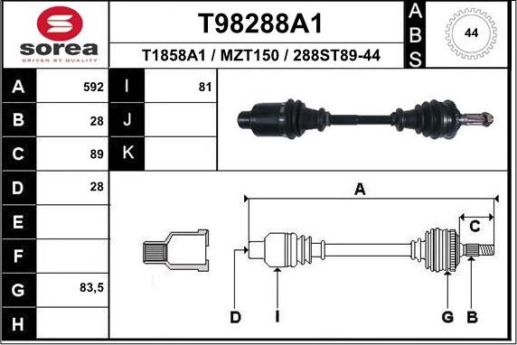 EAI T98288A1 - Piedziņas vārpsta ps1.lv