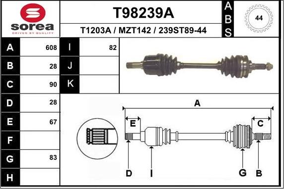 EAI T98239A - Piedziņas vārpsta ps1.lv