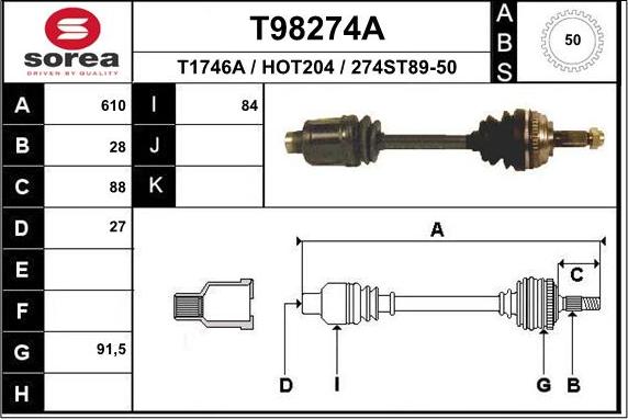 EAI T98274A - Piedziņas vārpsta ps1.lv