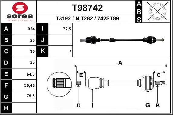 EAI T98742 - Piedziņas vārpsta ps1.lv