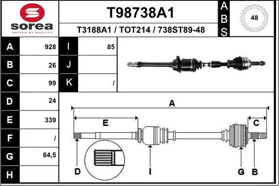 EAI T98738A1 - Piedziņas vārpsta ps1.lv