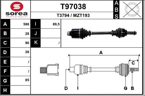 EAI T97038 - Piedziņas vārpsta ps1.lv