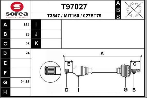 EAI T97027 - Piedziņas vārpsta ps1.lv