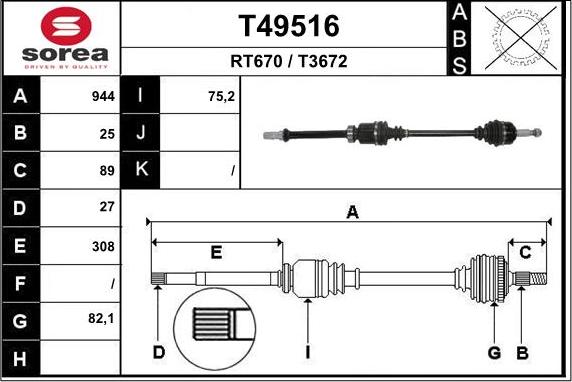 EAI T49516 - Piedziņas vārpsta ps1.lv