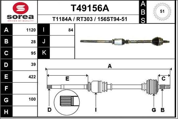 EAI T49156A - Piedziņas vārpsta ps1.lv