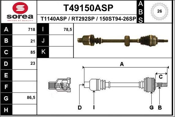 EAI T49150ASP - Piedziņas vārpsta ps1.lv