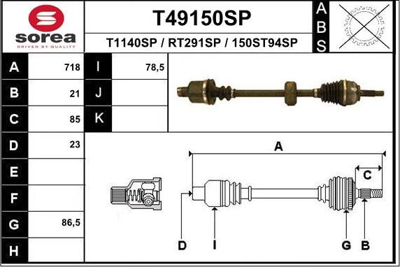 EAI T49150SP - Piedziņas vārpsta ps1.lv