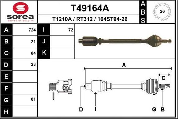 EAI T49164A - Piedziņas vārpsta ps1.lv