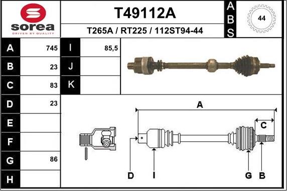 EAI T49112A - Piedziņas vārpsta ps1.lv