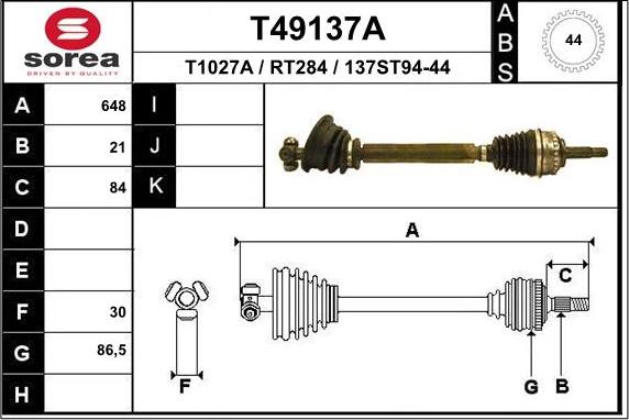 EAI T49137A - Piedziņas vārpsta ps1.lv