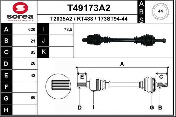 EAI T49173A2 - Piedziņas vārpsta ps1.lv