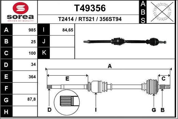 EAI T49356 - Piedziņas vārpsta ps1.lv