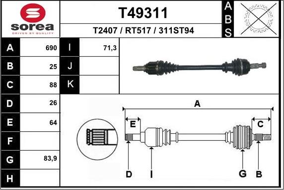 EAI T49311 - Piedziņas vārpsta ps1.lv