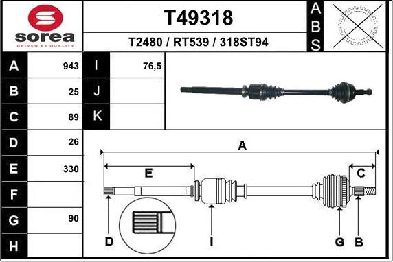 EAI T49318 - Piedziņas vārpsta ps1.lv