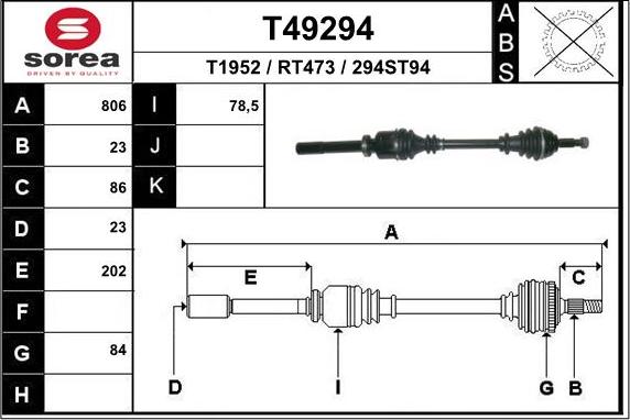 EAI T49294 - Piedziņas vārpsta ps1.lv