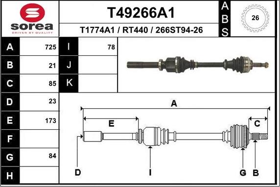 EAI T49266A1 - Piedziņas vārpsta ps1.lv