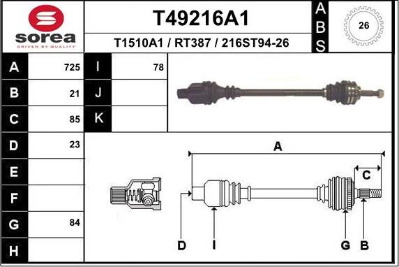 EAI T49216A1 - Piedziņas vārpsta ps1.lv