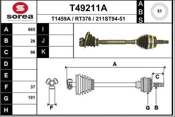 EAI T49211A - Piedziņas vārpsta ps1.lv