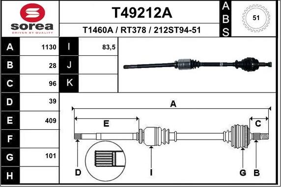 EAI T49212A - Piedziņas vārpsta ps1.lv