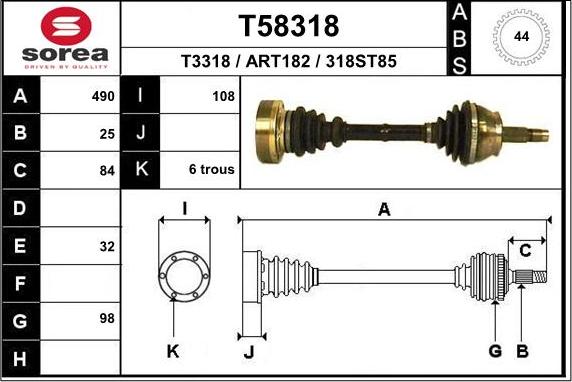 EAI T58318 - Piedziņas vārpsta ps1.lv