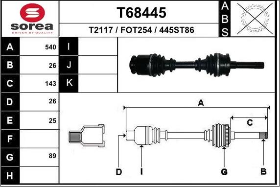 EAI T68445 - Piedziņas vārpsta ps1.lv