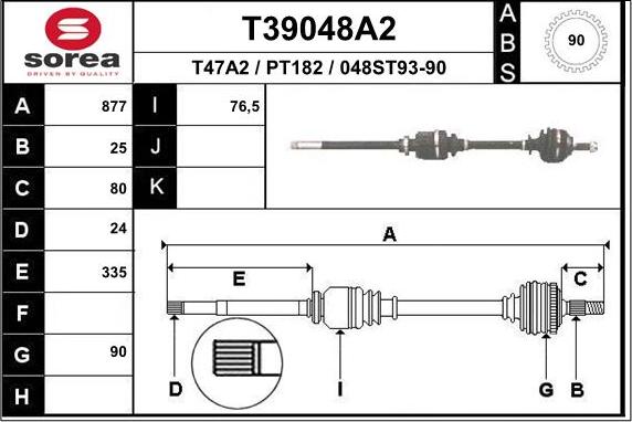 EAI T39048A2 - Piedziņas vārpsta ps1.lv