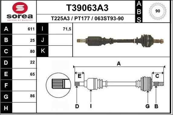 EAI T39063A3 - Piedziņas vārpsta ps1.lv