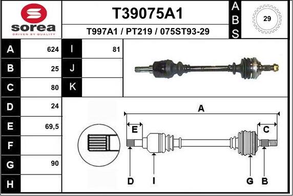 EAI T39075A1 - Piedziņas vārpsta ps1.lv