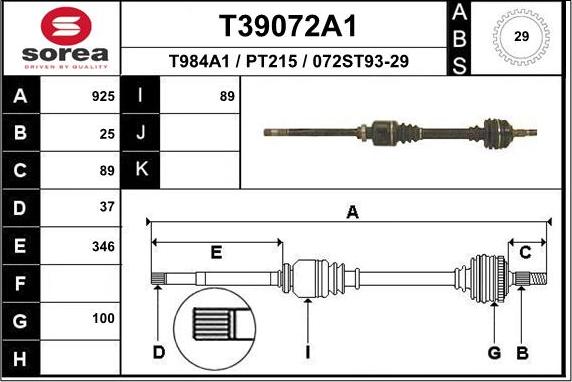 EAI T39072A1 - Piedziņas vārpsta ps1.lv