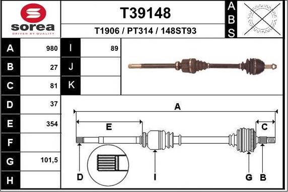 EAI T39148 - Piedziņas vārpsta ps1.lv