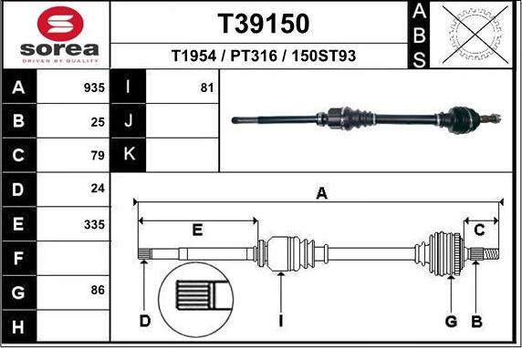 EAI T39150 - Piedziņas vārpsta ps1.lv