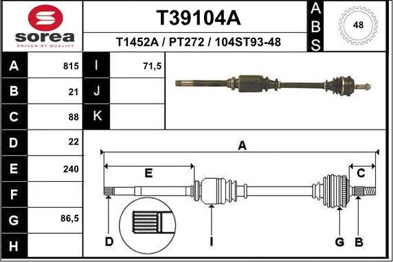 EAI T39104A - Piedziņas vārpsta ps1.lv