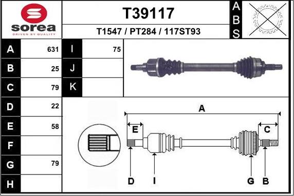 EAI T39117 - Piedziņas vārpsta ps1.lv