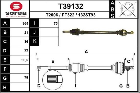 EAI T39132 - Piedziņas vārpsta ps1.lv