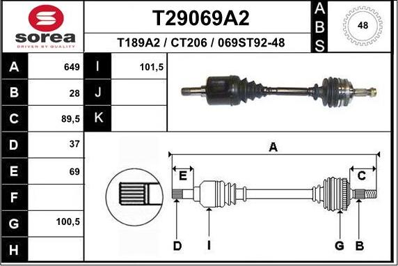 EAI T29069A2 - Piedziņas vārpsta ps1.lv