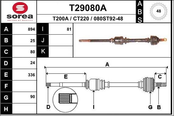 EAI T29080A - Piedziņas vārpsta ps1.lv