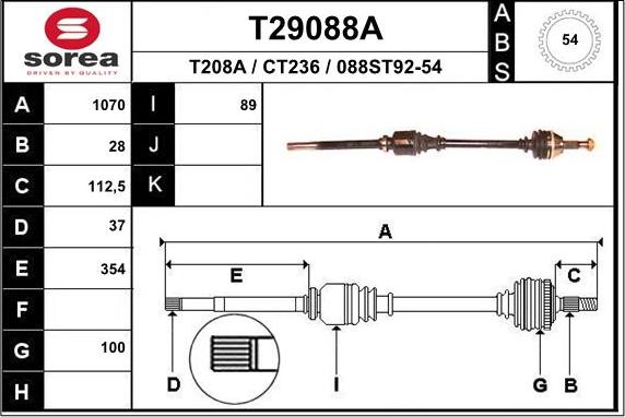 EAI T29088A - Piedziņas vārpsta ps1.lv