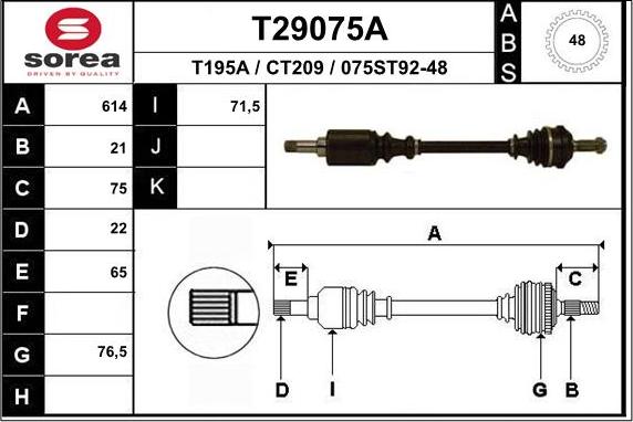 EAI T29075A - Piedziņas vārpsta ps1.lv