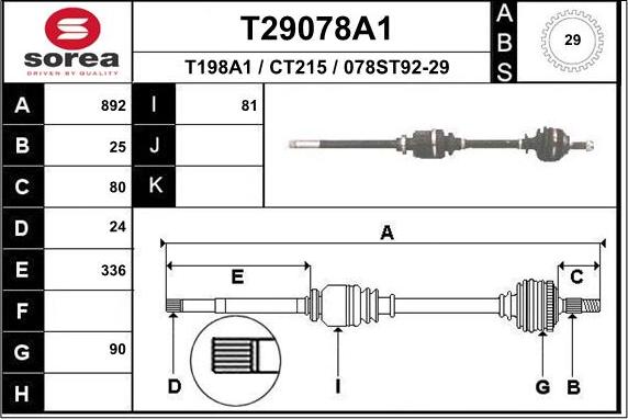 EAI T29078A1 - Piedziņas vārpsta ps1.lv